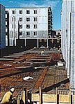 Hochregallager (vorne; Decke &uuml;. 1.TG); dahinter der B&uuml;rokopf